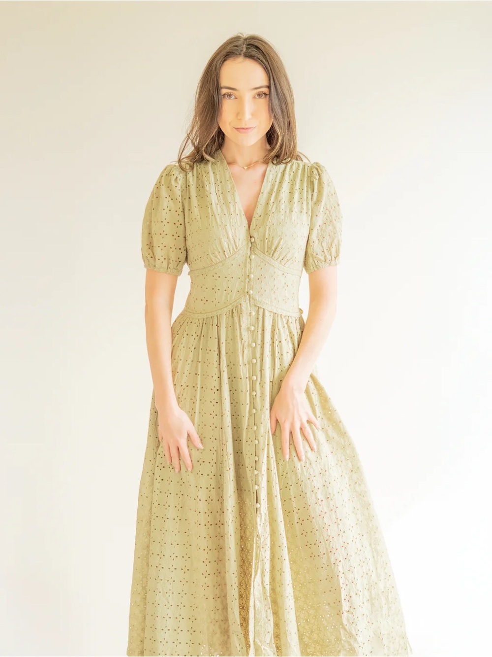 New with tags In Loom Cotton Eyelet Button Down Dress - Picture 2 of 8